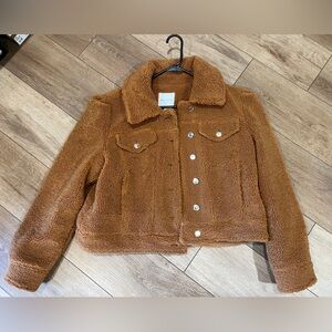 Ladies Avec Les Filles Teddy Faux Shearling Jacket - Camel- Anthropologie.